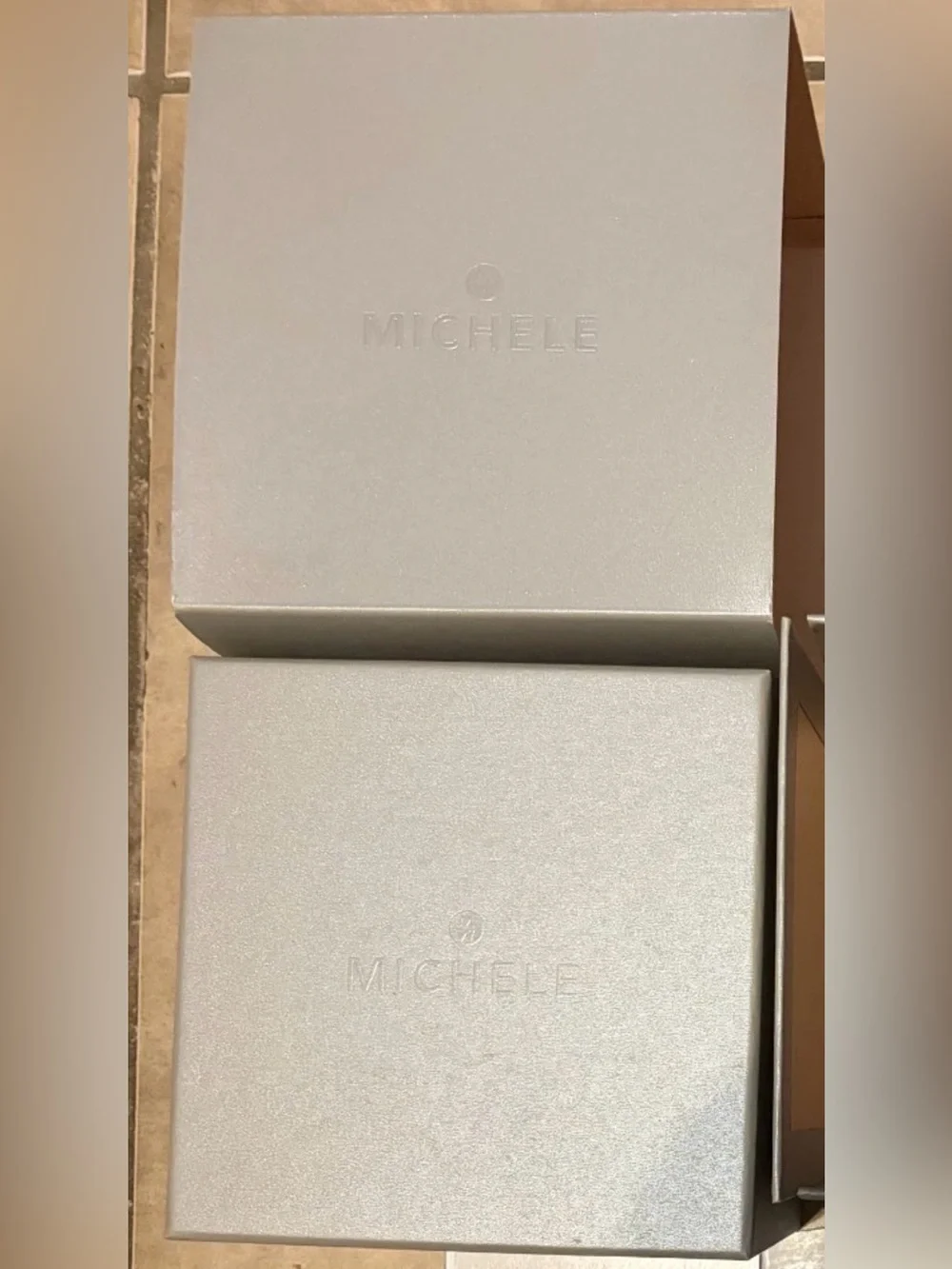 Authentic Michele Gray Watch Presentation Box Case w/Pillow Cloth Warranty Card